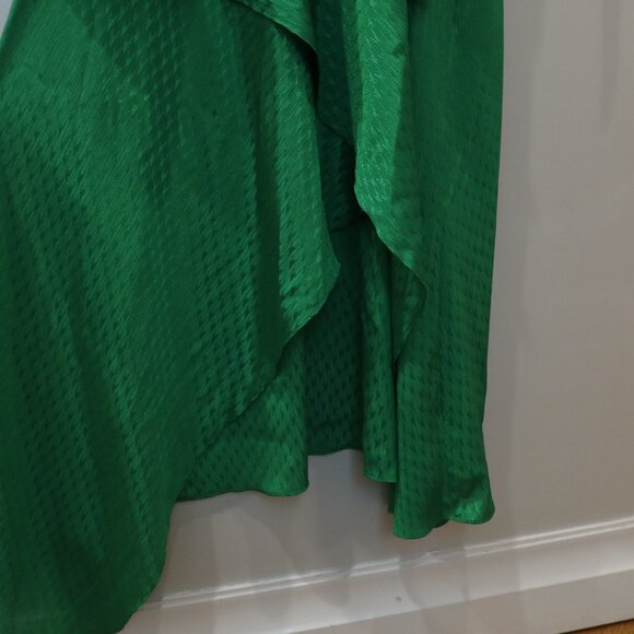 MAJE RAMIA Dress bright green satin midi hi lo asymmetric 4 party holiday fairy - Picture 9 of 12